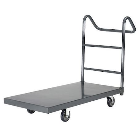 Global Industrial Platform Truck w/Steel Deck, 5 Polyurethane Casters with Ergo Handle, 72 x 36, 1000 Lb. Capacity 952109E